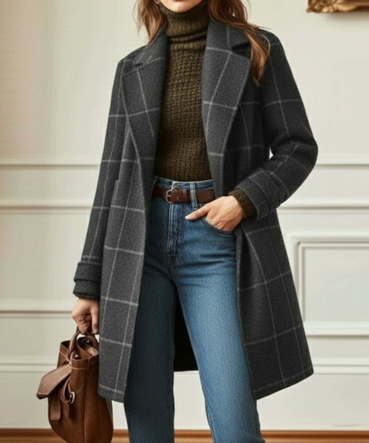 Women's Wool Check Coat