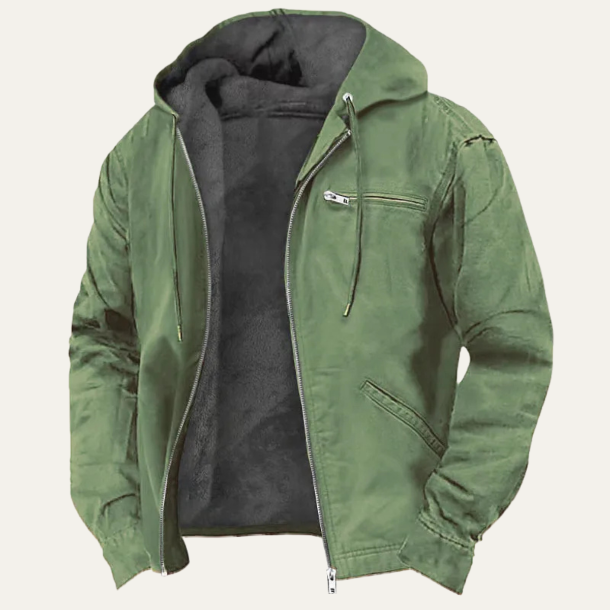 Men's Fleece Lined Hooded Jacket – Retro Full-Zip
