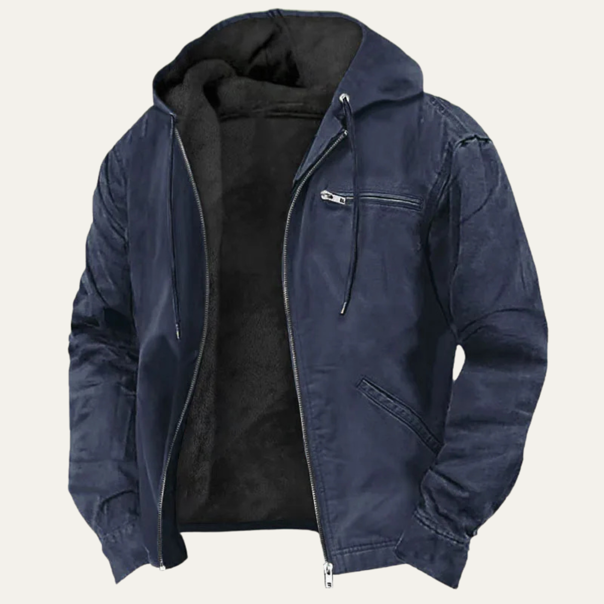 Men's Fleece Lined Hooded Jacket – Retro Full-Zip