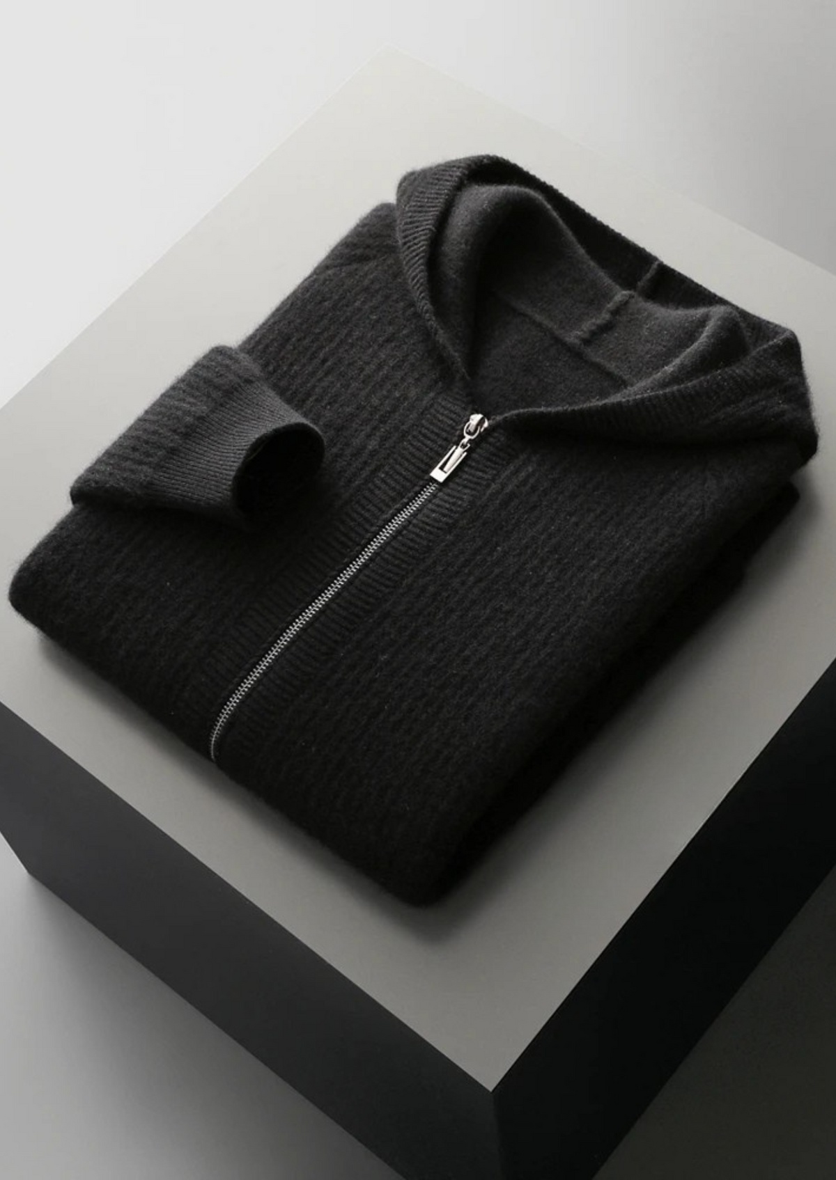 Extra-Fine Merino Wool Ribbed Zip Hoodie