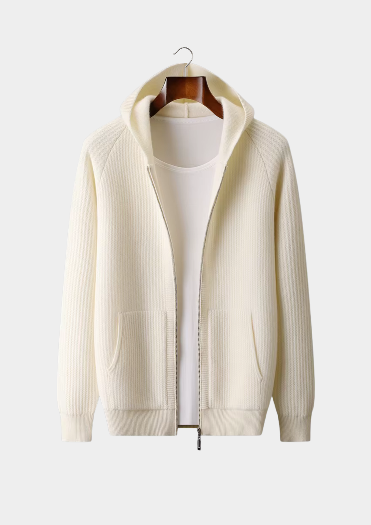 Extra-Fine Merino Wool Ribbed Zip Hoodie