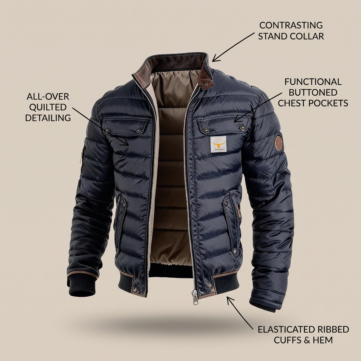 Women's Quilted Puffer Jacket – Vintage Style Padded Jacket