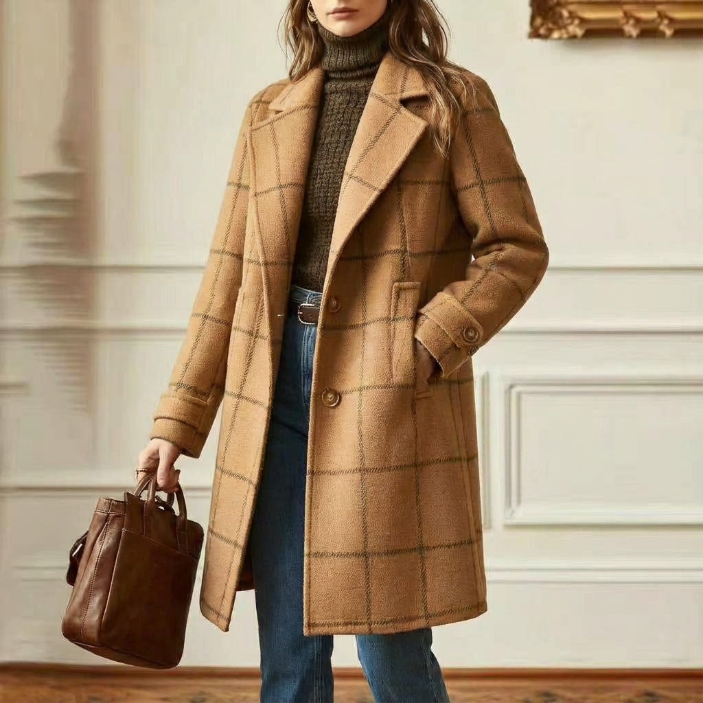 Women's Wool Check Coat