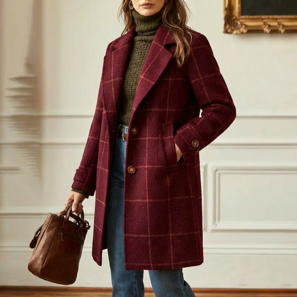 Women's Wool Check Coat