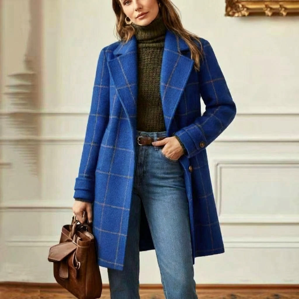 Women's Wool Check Coat
