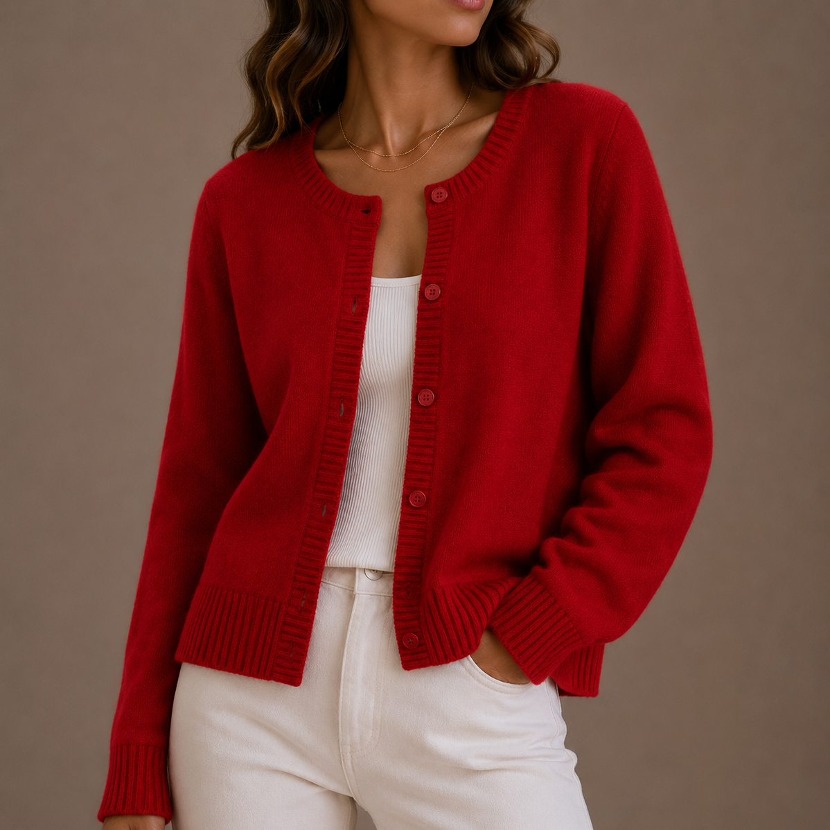 Women's Knit Cardigan – Soft Button-Up Long Sleeve Jumper