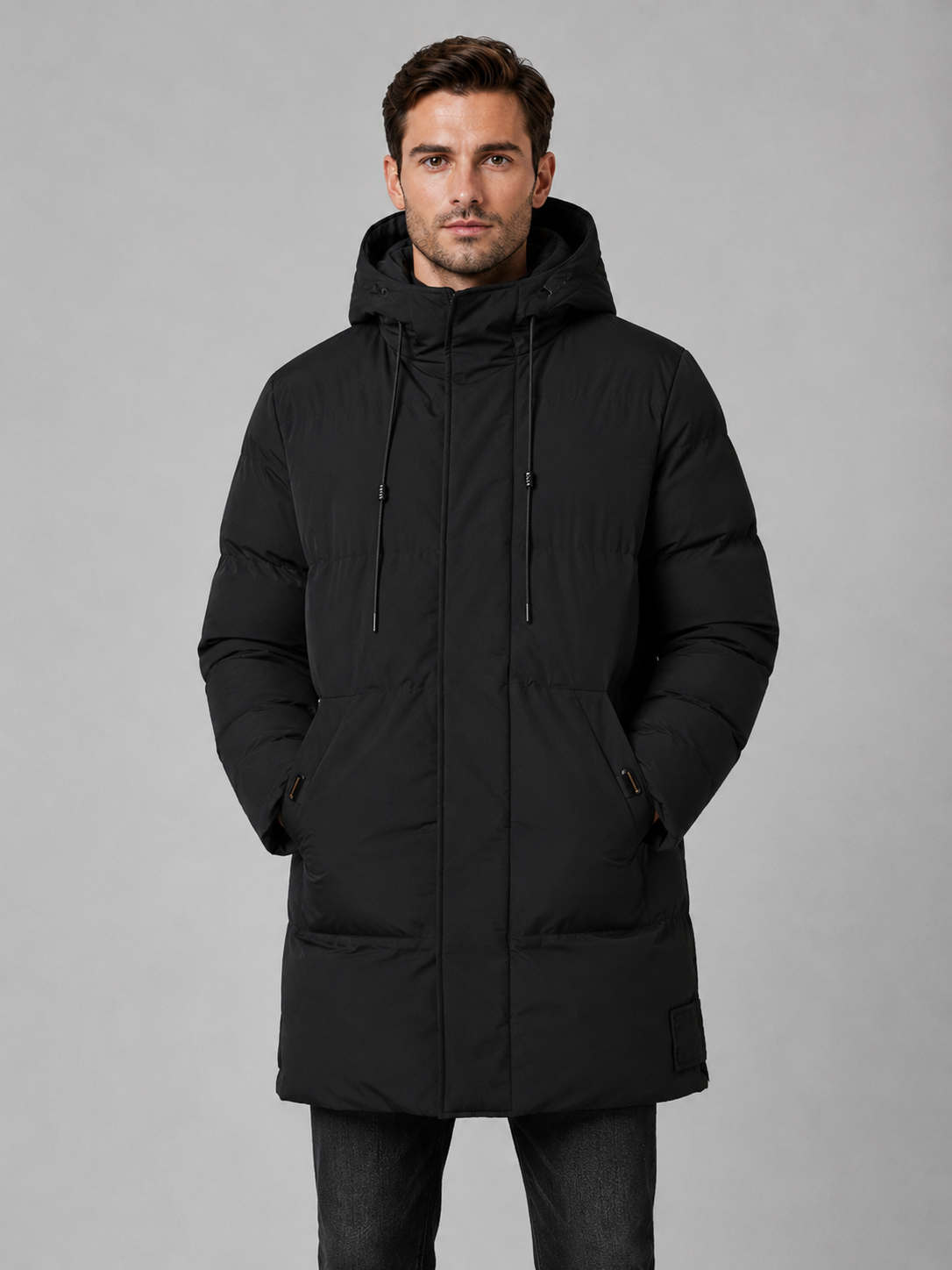 Men's Hooded Padded Parka – Longline Winter Jacket