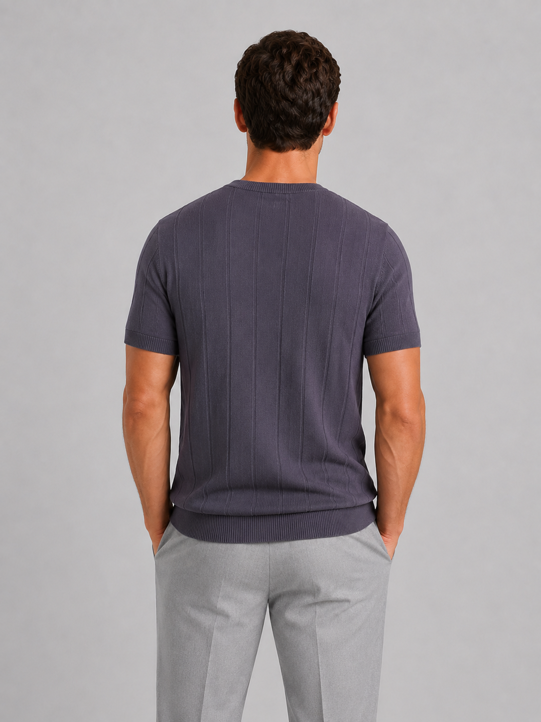 Men's Knitted T-Shirt – Short Sleeve Crew Neck