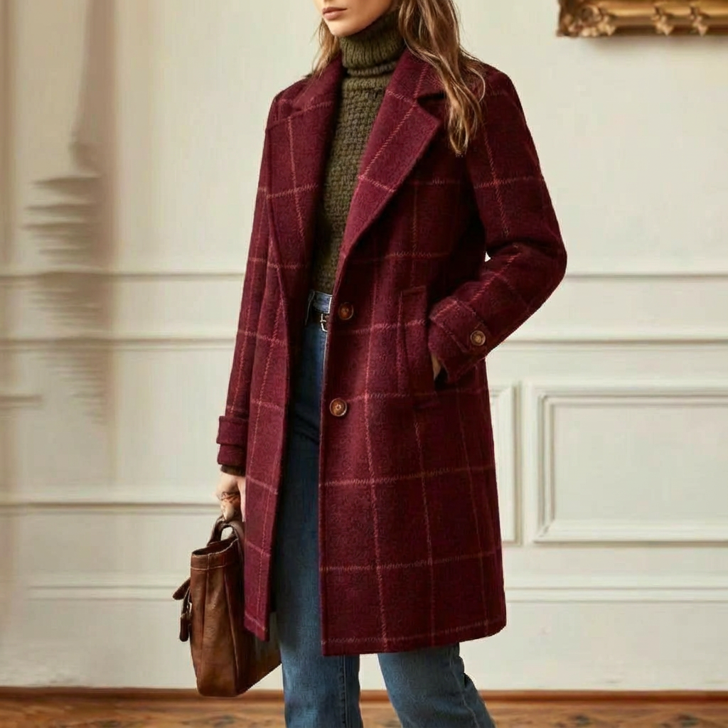 Women's Wool Check Coat