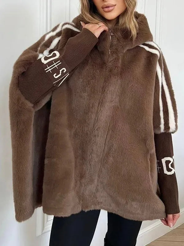 Women's Black Faux Fur Hood Puffer Coat – Plus Size Winter Coat