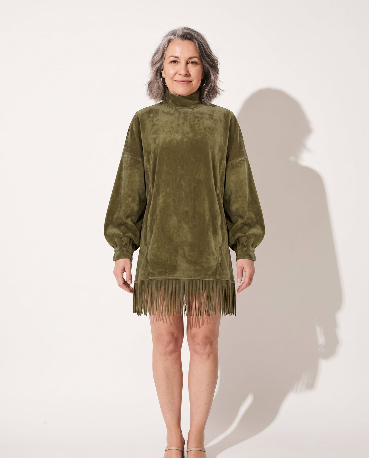 Women's Mini Jumper Dress – Long Sleeve Mock Neck Knit Dress