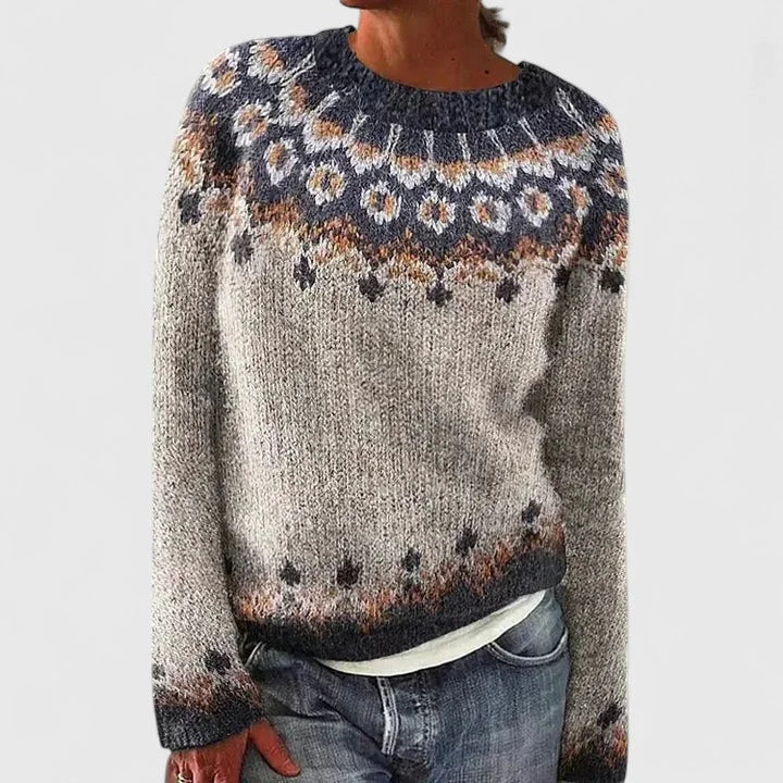Women's Fair Isle Knit Jumper – Crew Neck Pattern Jumper