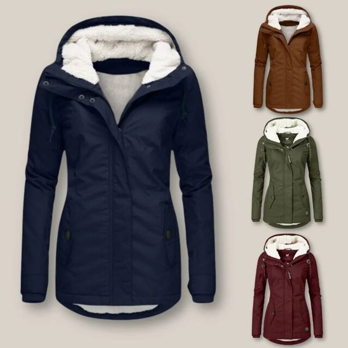 Women's Sherpa Lined Hooded Quilted Jacket – Fleece Winter Coat
