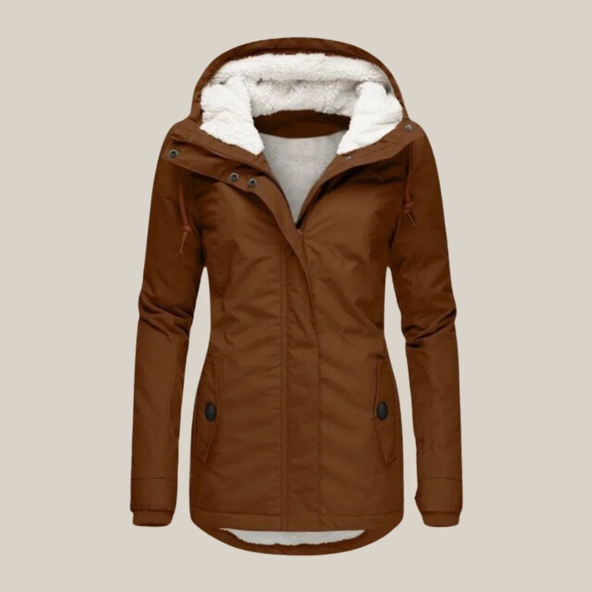 Women's Sherpa Lined Hooded Quilted Jacket – Fleece Winter Coat