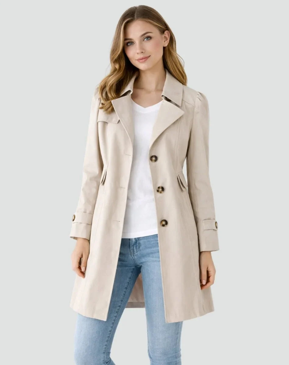 Women's Tailored Double-Breasted Trench Coat – Mid-Length