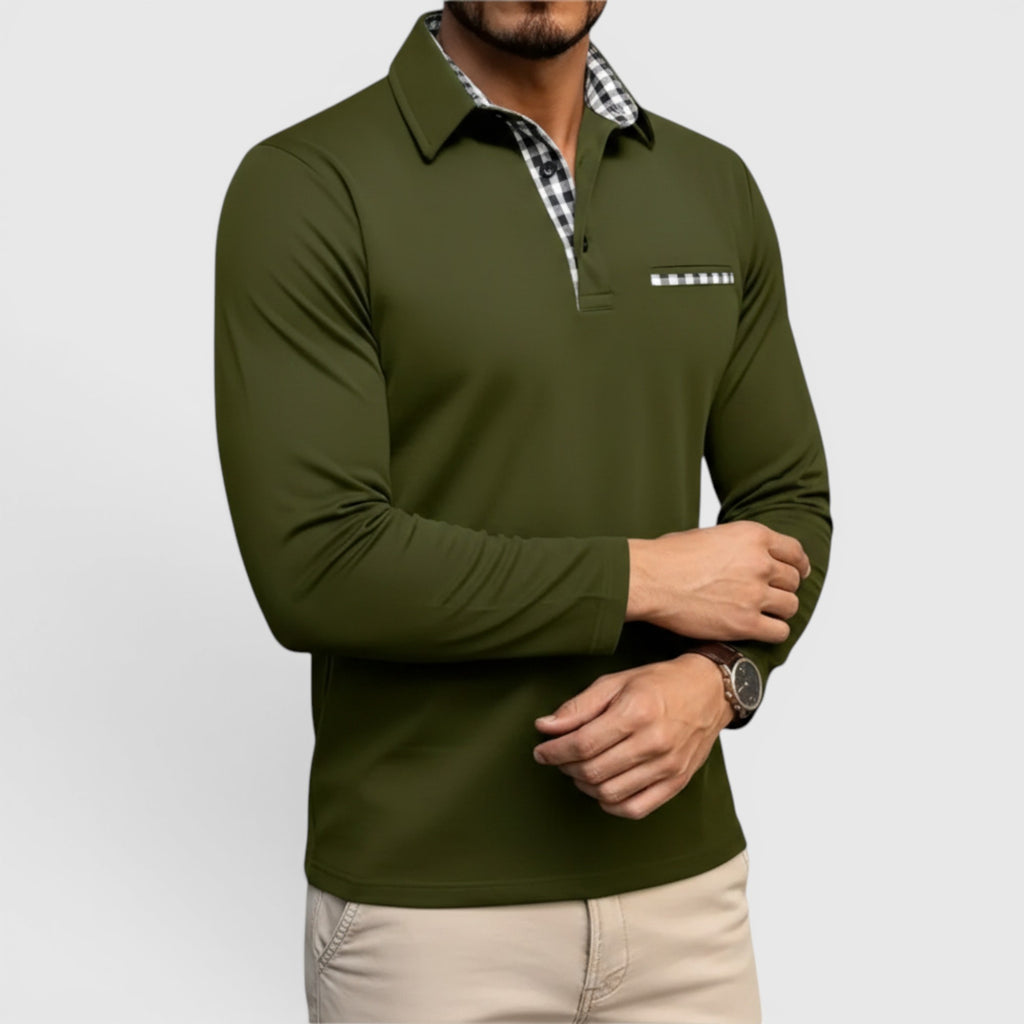 Ellmont London | Men's Breathable Cotton Blend Button Up Longsleeve Polo