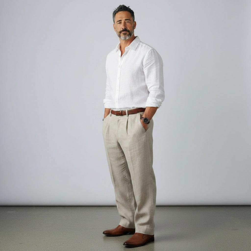 Ellmont London | Men’s Lightweight Business Casual Linen Trousers