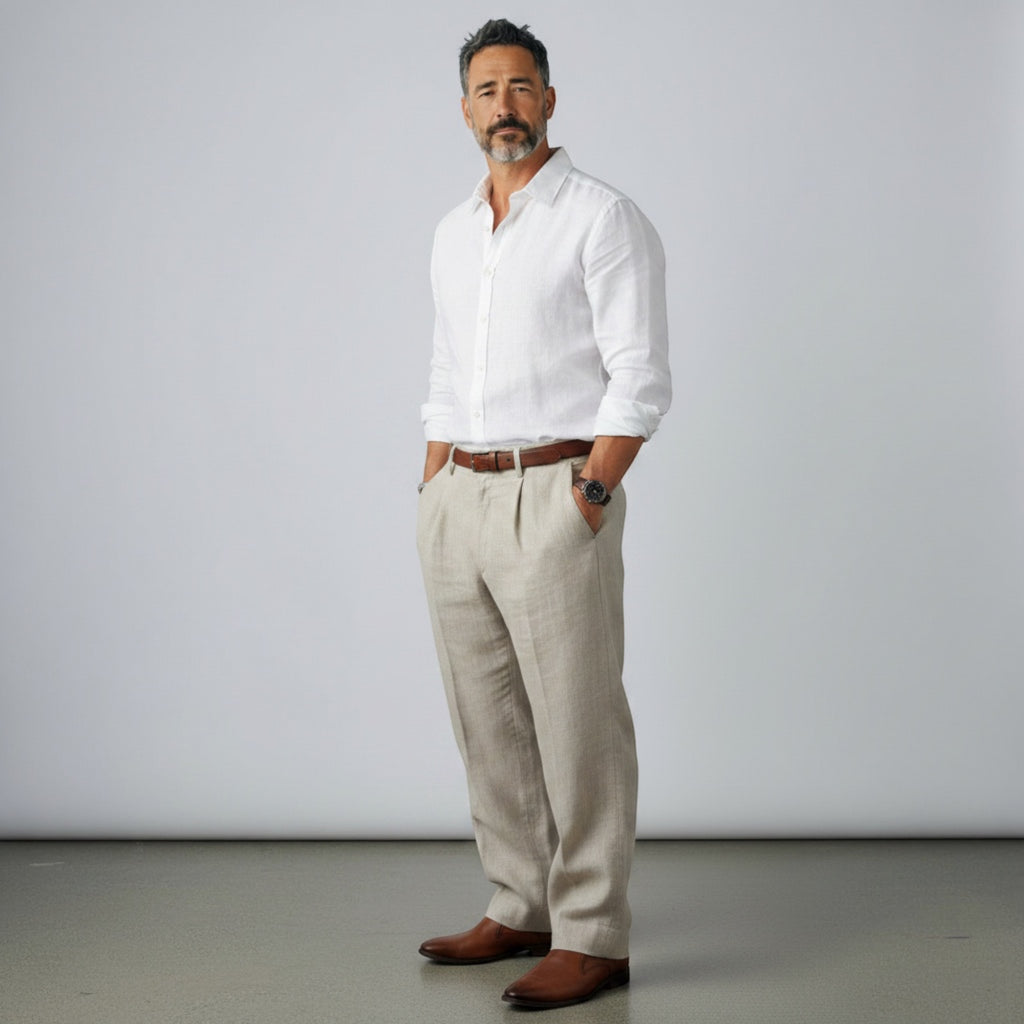 Ellmont London | Men’s Lightweight Business Casual Linen Trousers