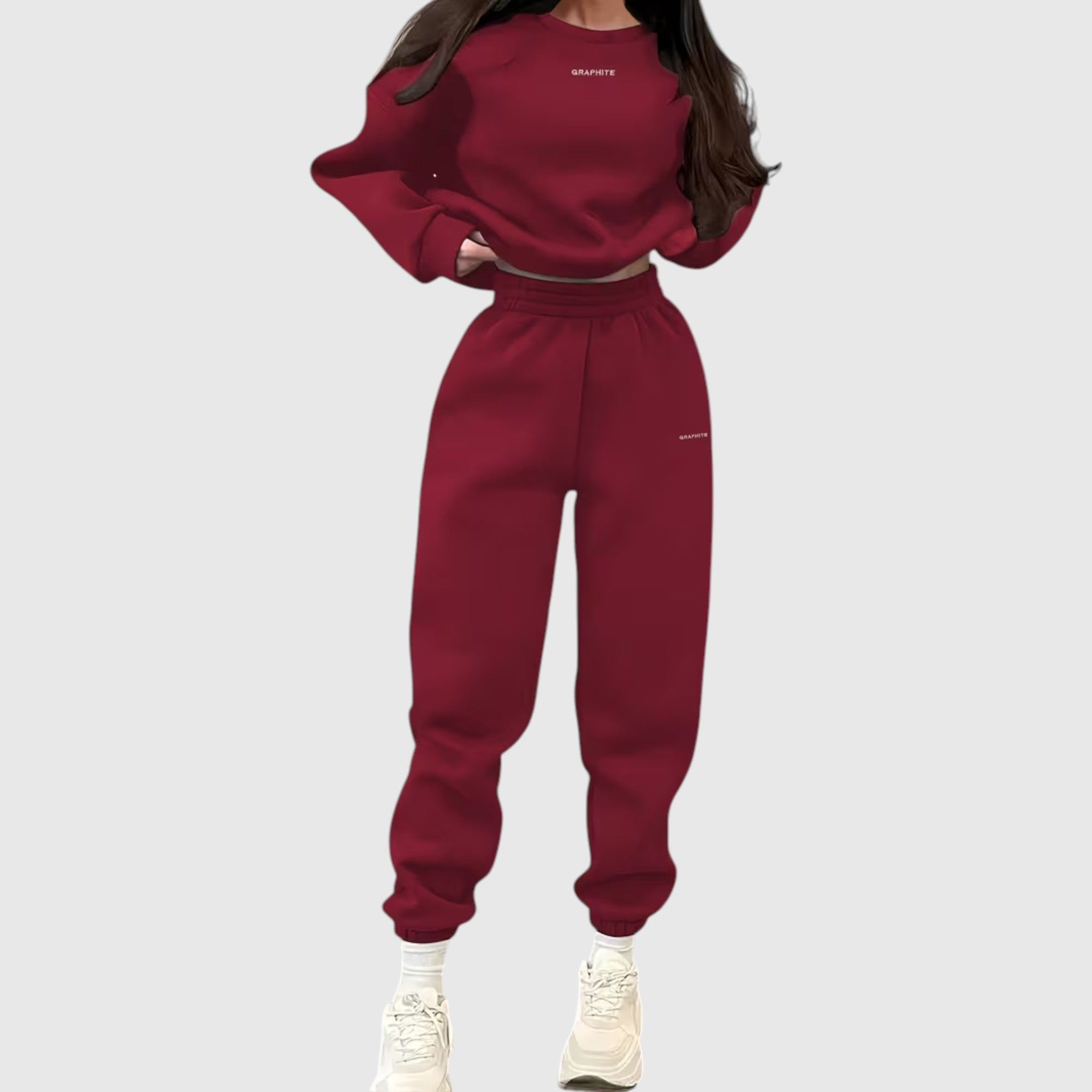 Hazel | Women's Loose Fit Embroidered Tracksuit Two-Piece Lounge Set
