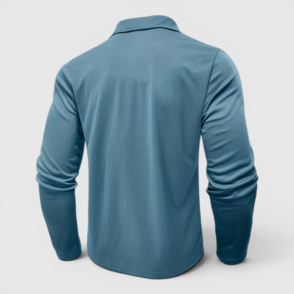 Ellmont London | Men's Polo Longsleeve V-Neck Sweater Quick-Dry Plaid Shirt