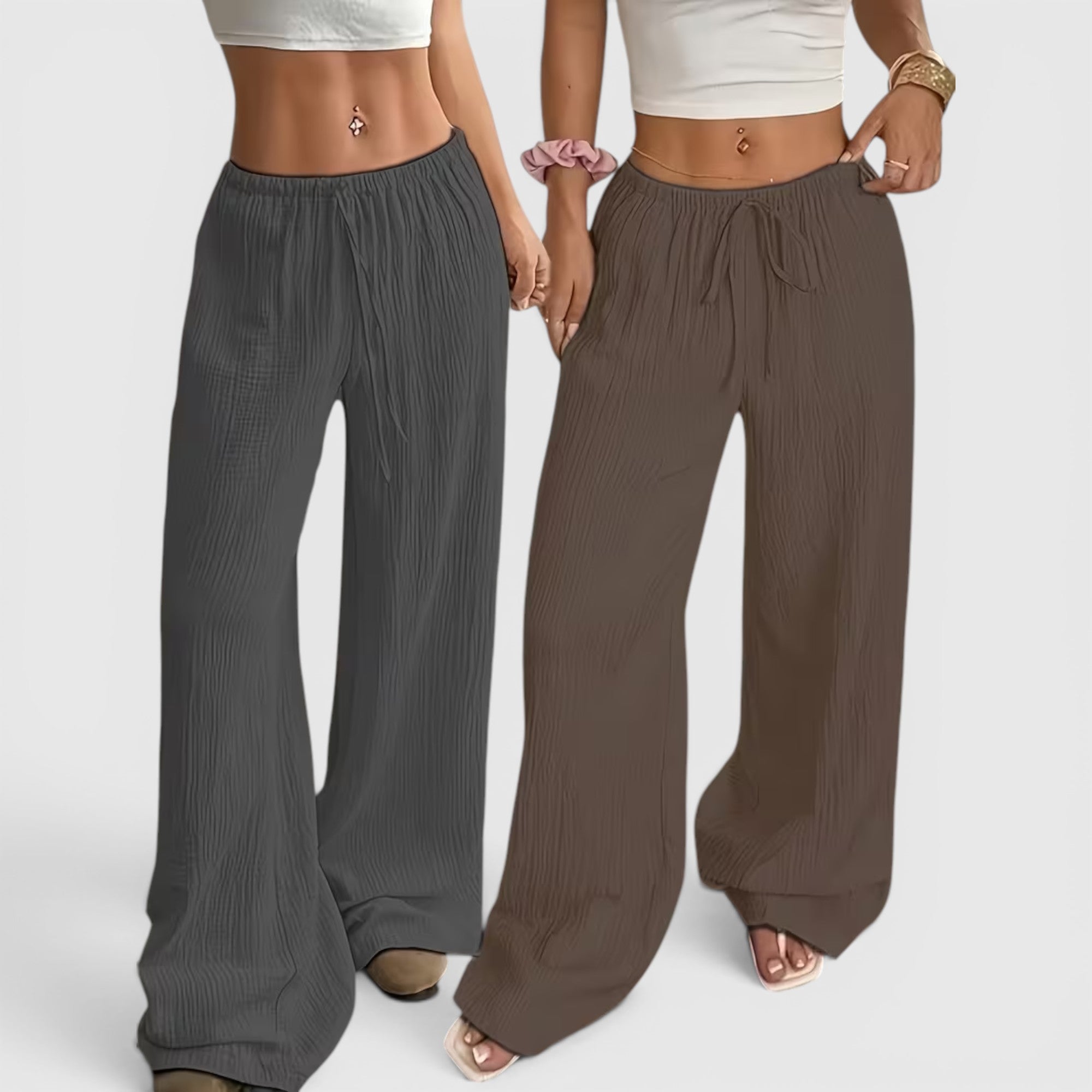 Greta | Women's Loose Straight Leg Trouser Set Lightweight Casual Outfit