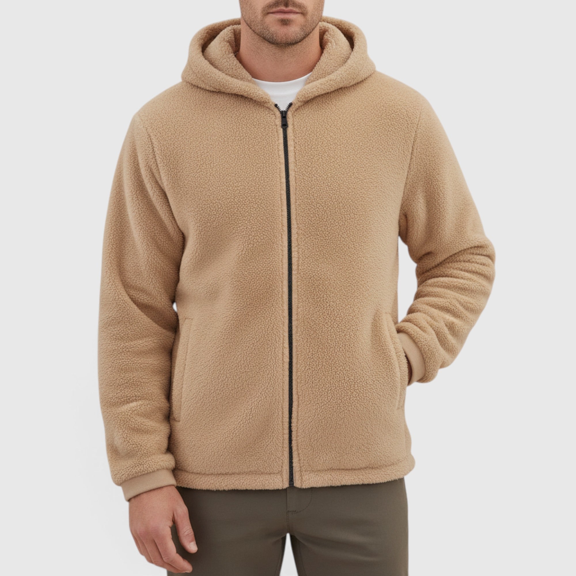 Jasper | Men's Warm Zip Up Teddy Jacket – Hooded Plus Size Outerwear