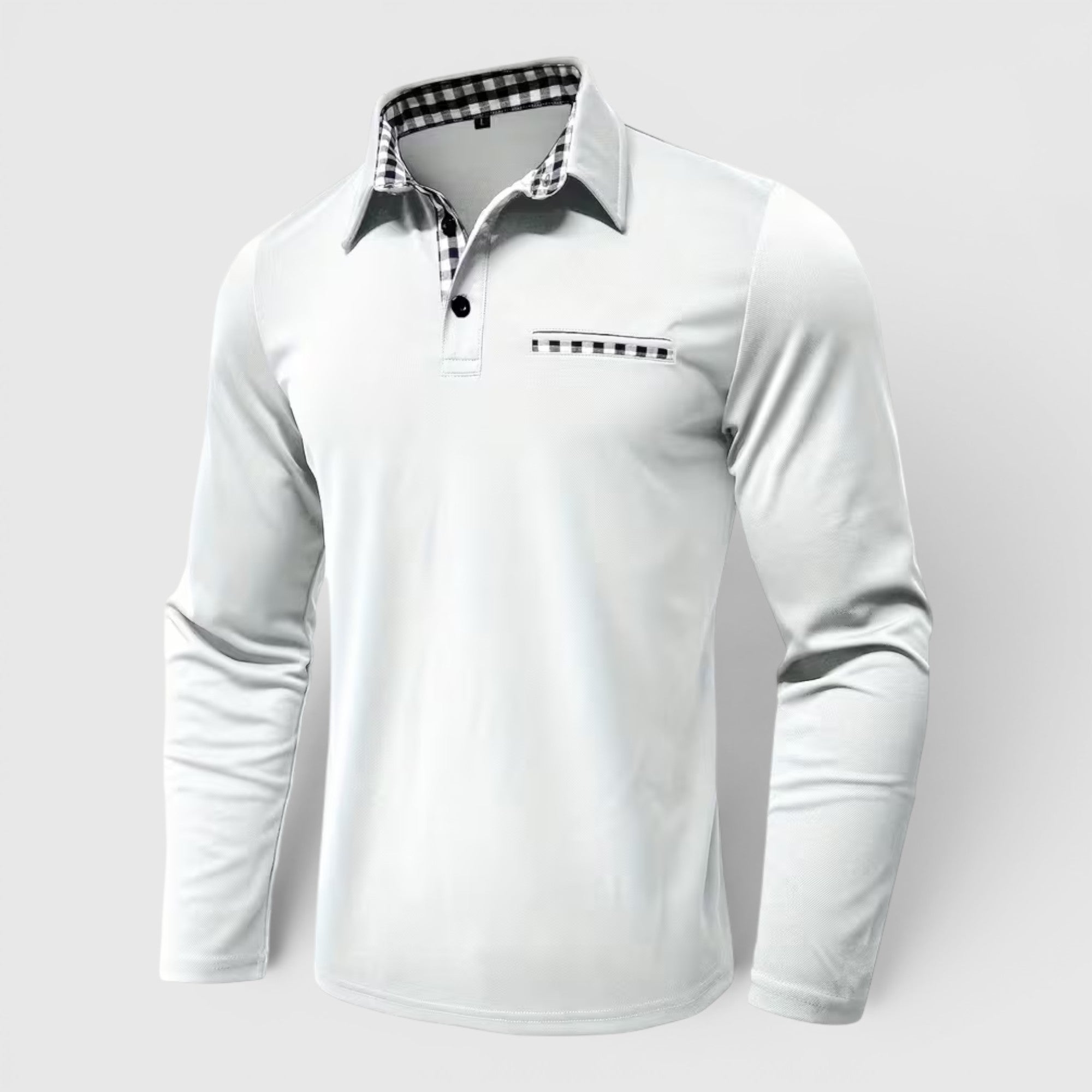 Ellmont London | Men's Polo Longsleeve V-Neck Sweater Quick-Dry Plaid Shirt