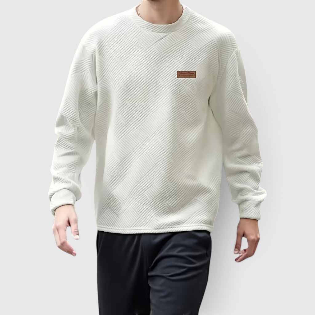 Nathan | Men's Casual Jacquard Sweatshirt – Long Sleeve Crew Neck Sweater
