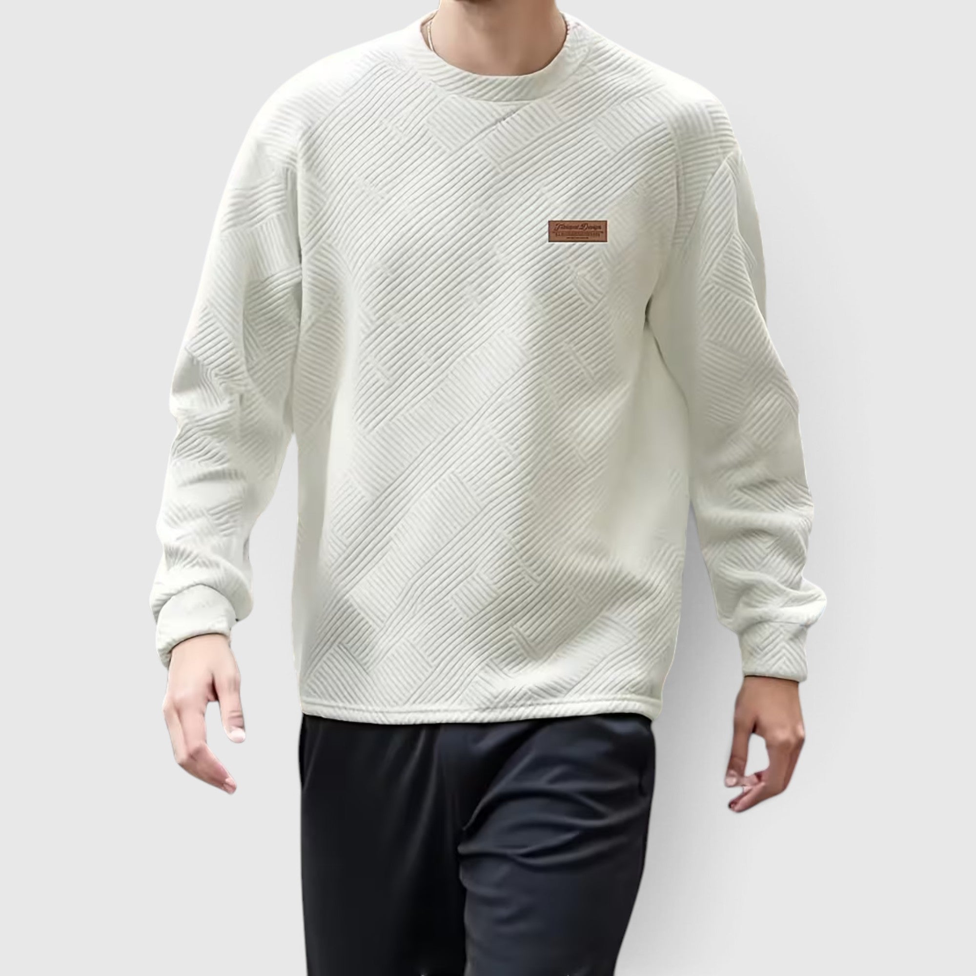Nathan | Men's Casual Jacquard Sweatshirt – Long Sleeve Crew Neck Sweater