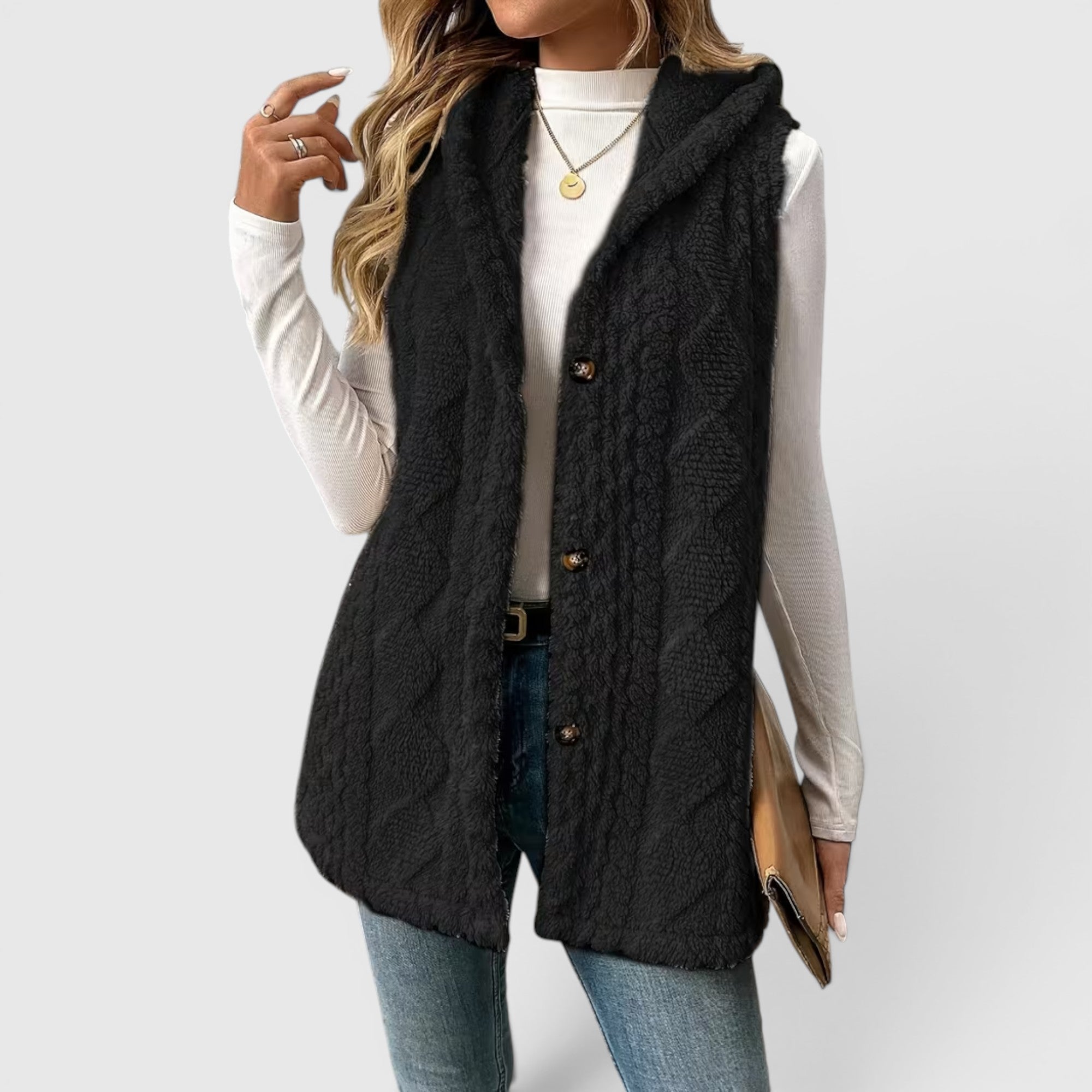 Ellmont London | Women's Warm Vest Button Front Hooded Outerwear