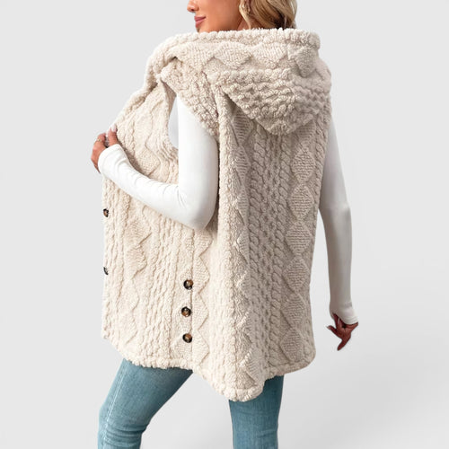 Blossom | Women's Warm Vest Button Front Hooded Outerwear