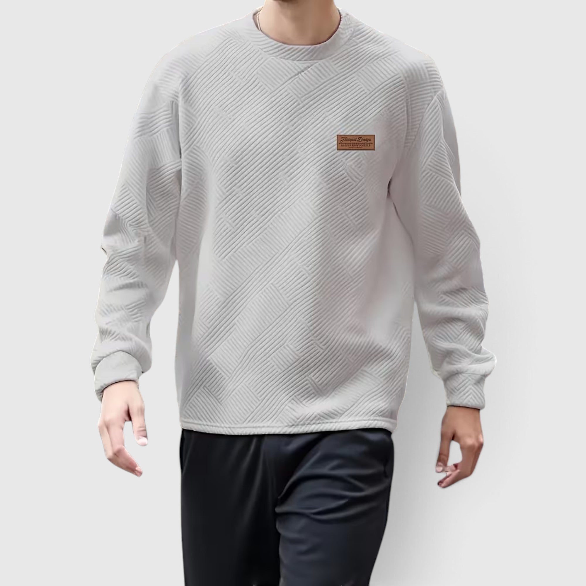 Nathan | Men's Casual Jacquard Sweatshirt – Long Sleeve Crew Neck Sweater
