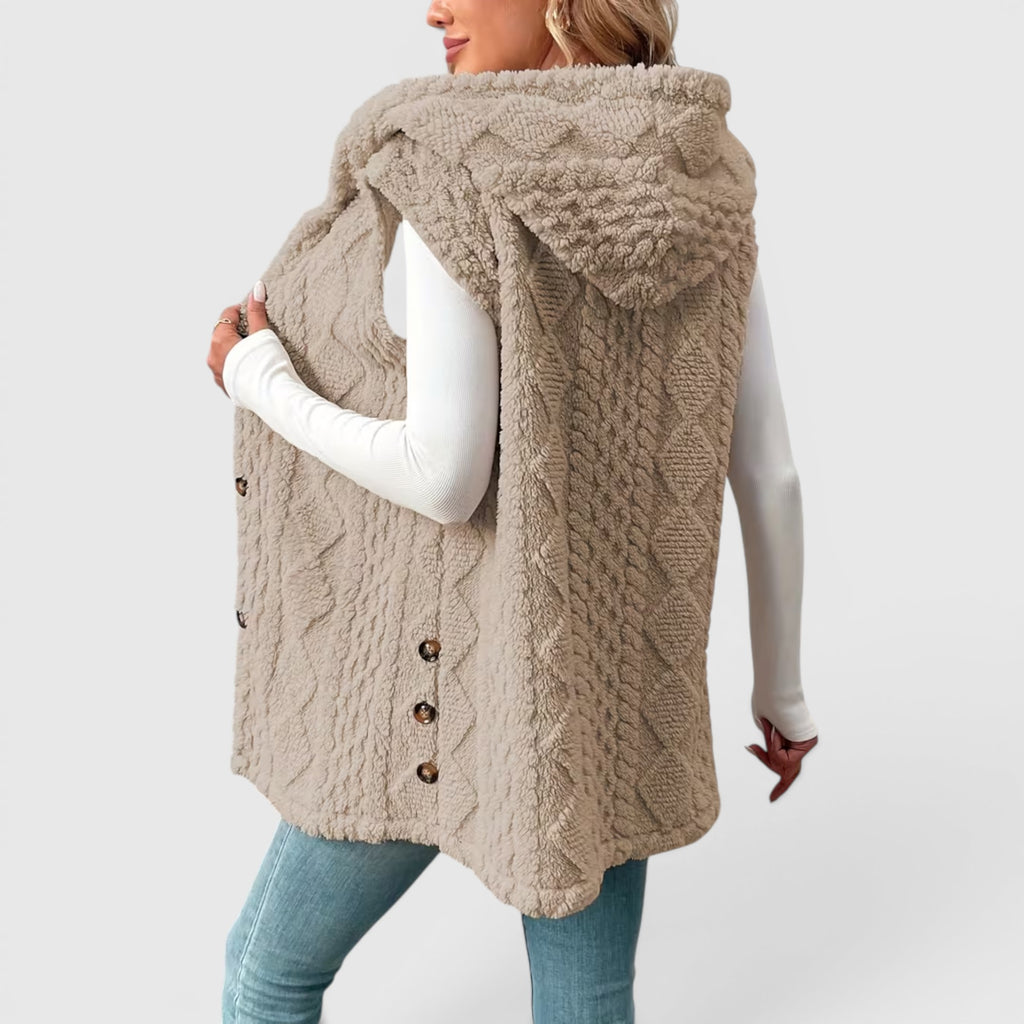 Ellmont London | Women's Warm Vest Button Front Hooded Outerwear