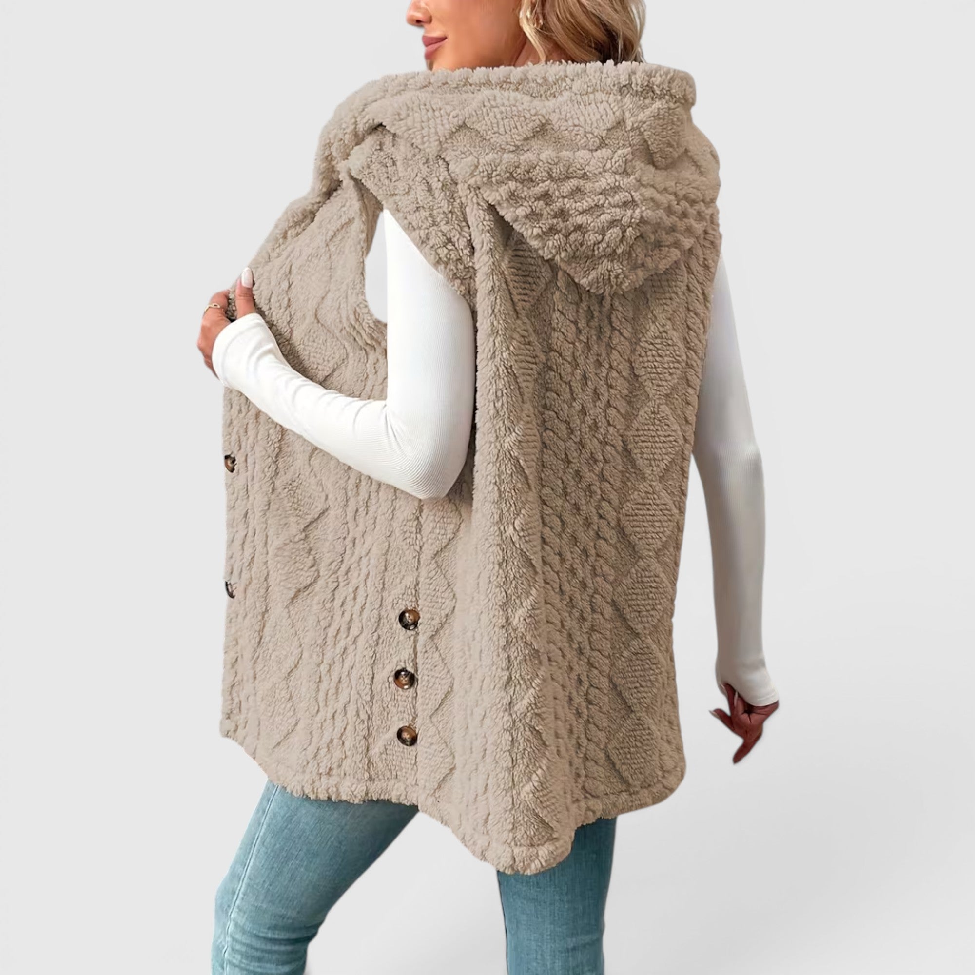 Ellmont London | Women's Warm Vest Button Front Hooded Outerwear