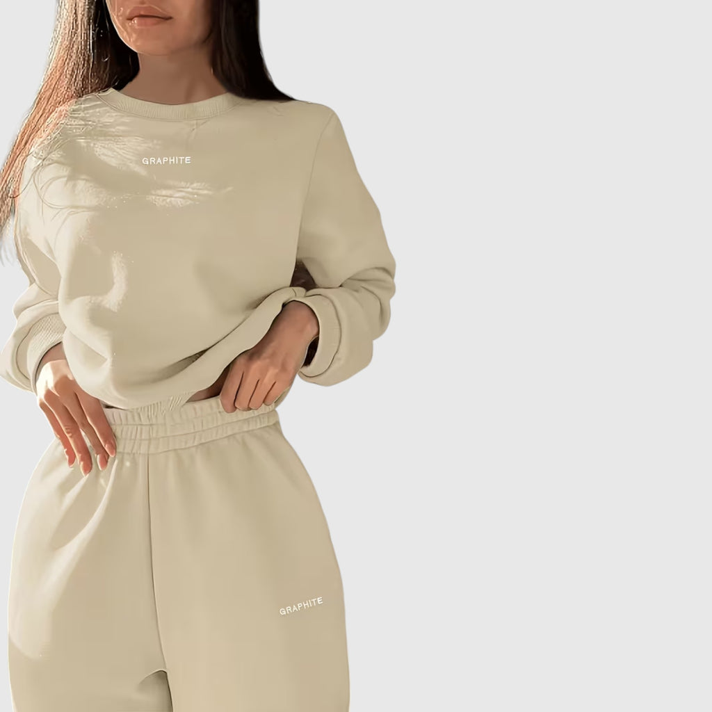 Hazel | Women's Loose Fit Embroidered Tracksuit Two-Piece Lounge Set