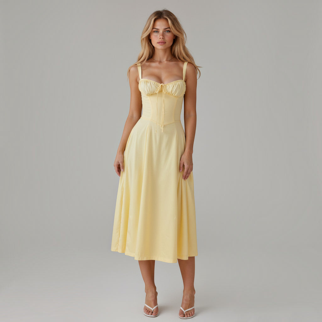 Ellmont London | Women's Corset Midi Dress with Side Slit