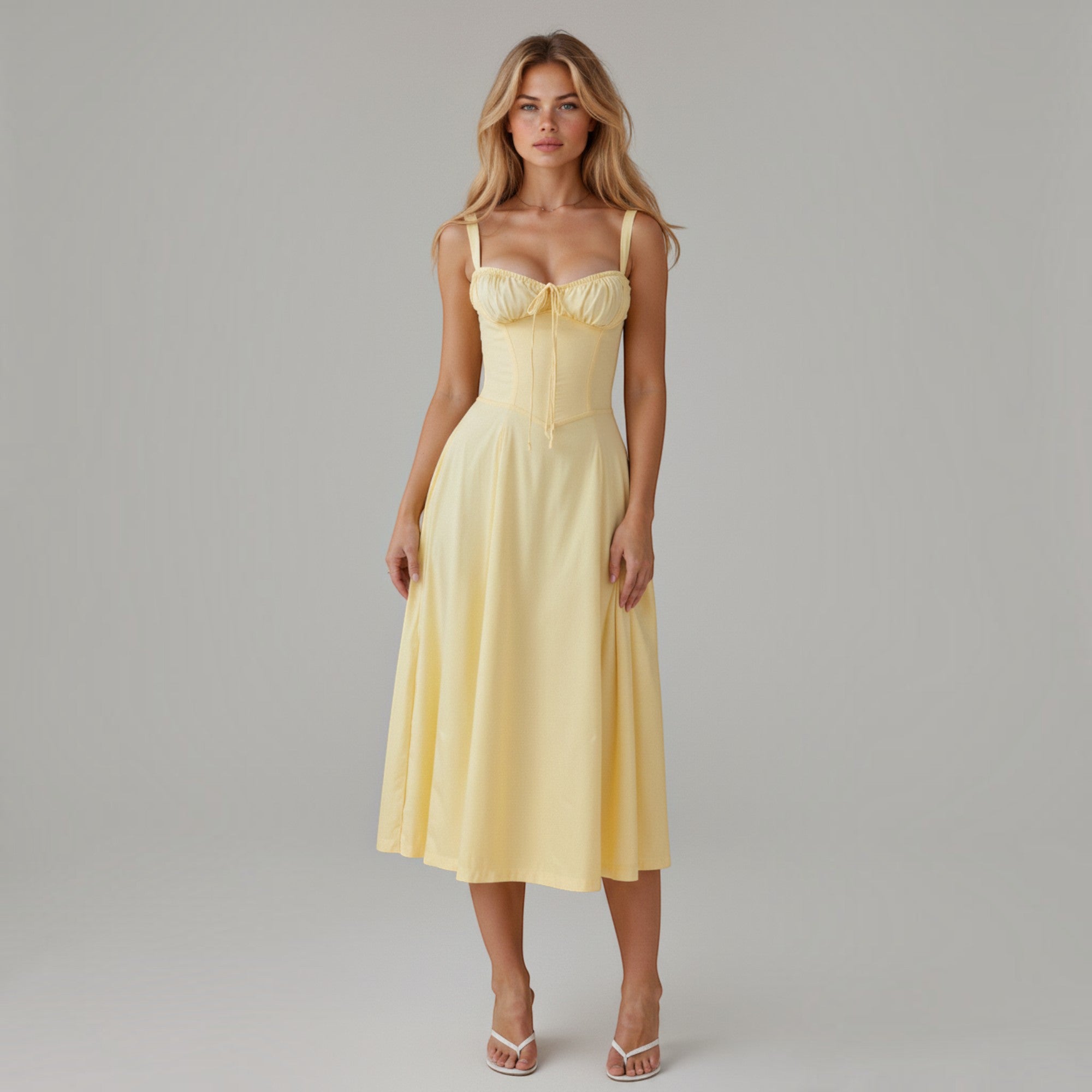 Ellmont London | Women's Corset Midi Dress with Side Slit