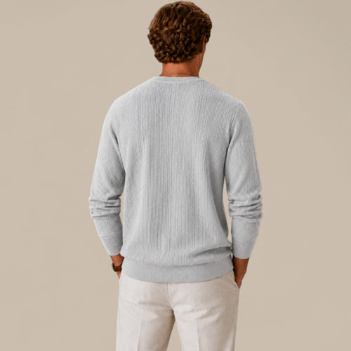Benjamin | Men's Cable Knit Sweater – Crew Neck Textured Pullover