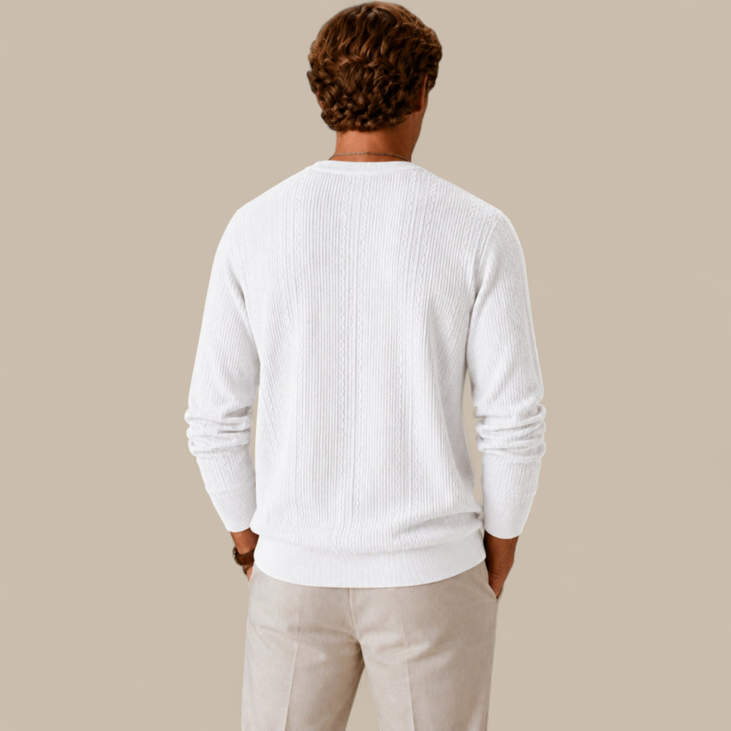 Benjamin | Men's Cable Knit Sweater – Crew Neck Textured Pullover