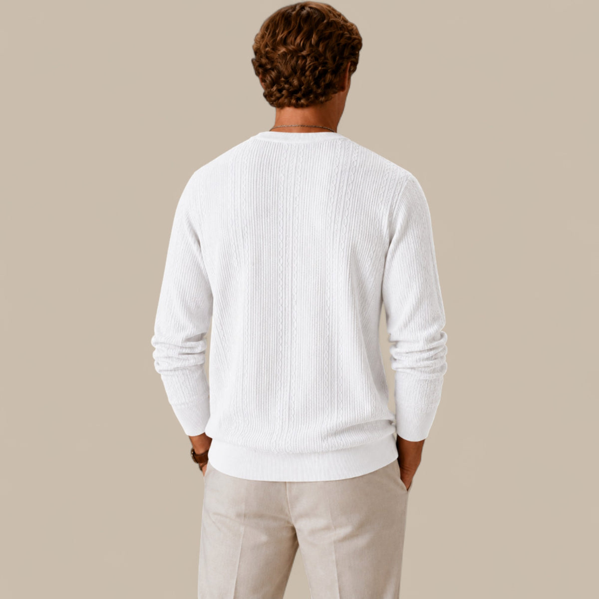 Benjamin | Men's Cable Knit Sweater – Crew Neck Textured Pullover