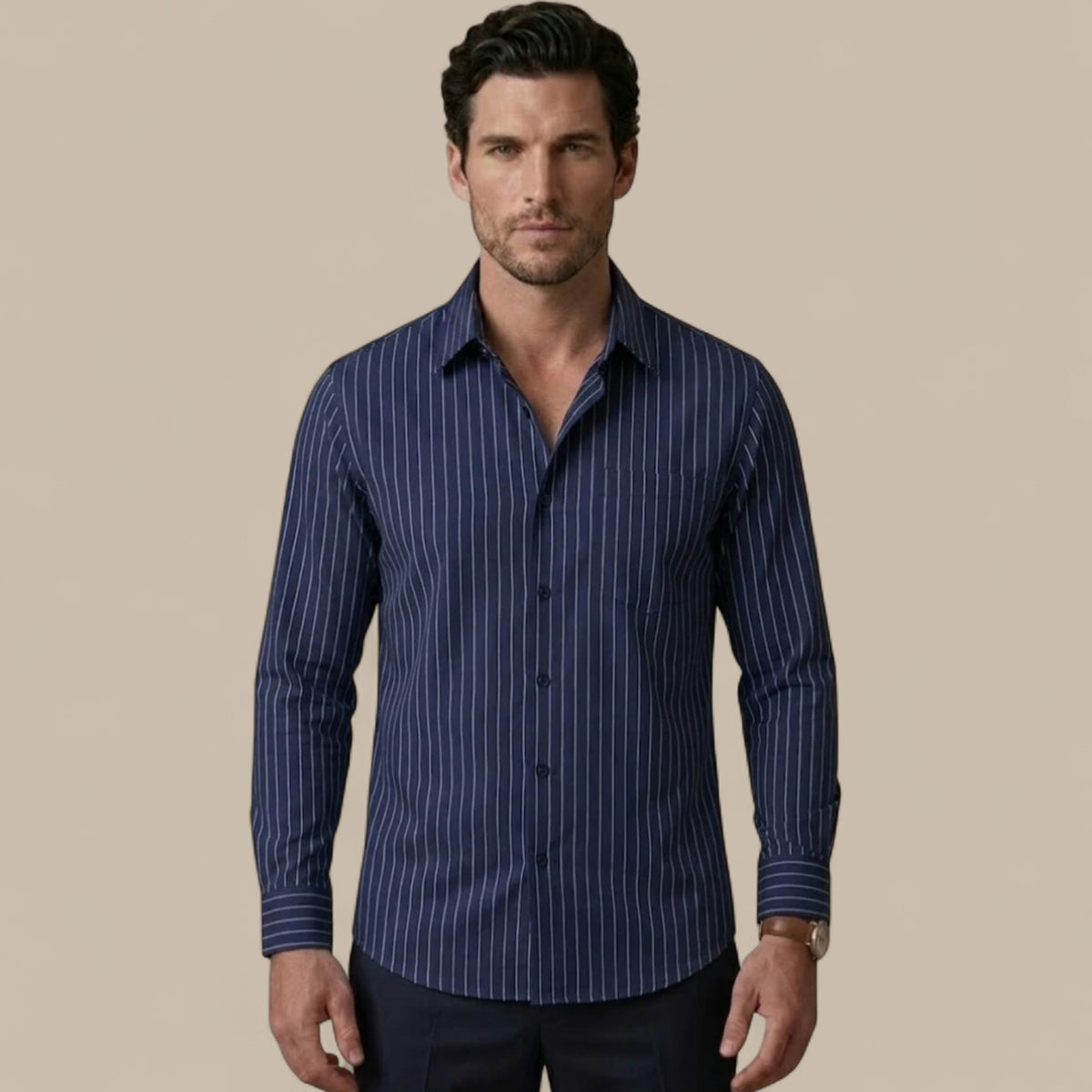 Sebastian | Men's Cotton Striped Shirt – Classic Button-Up