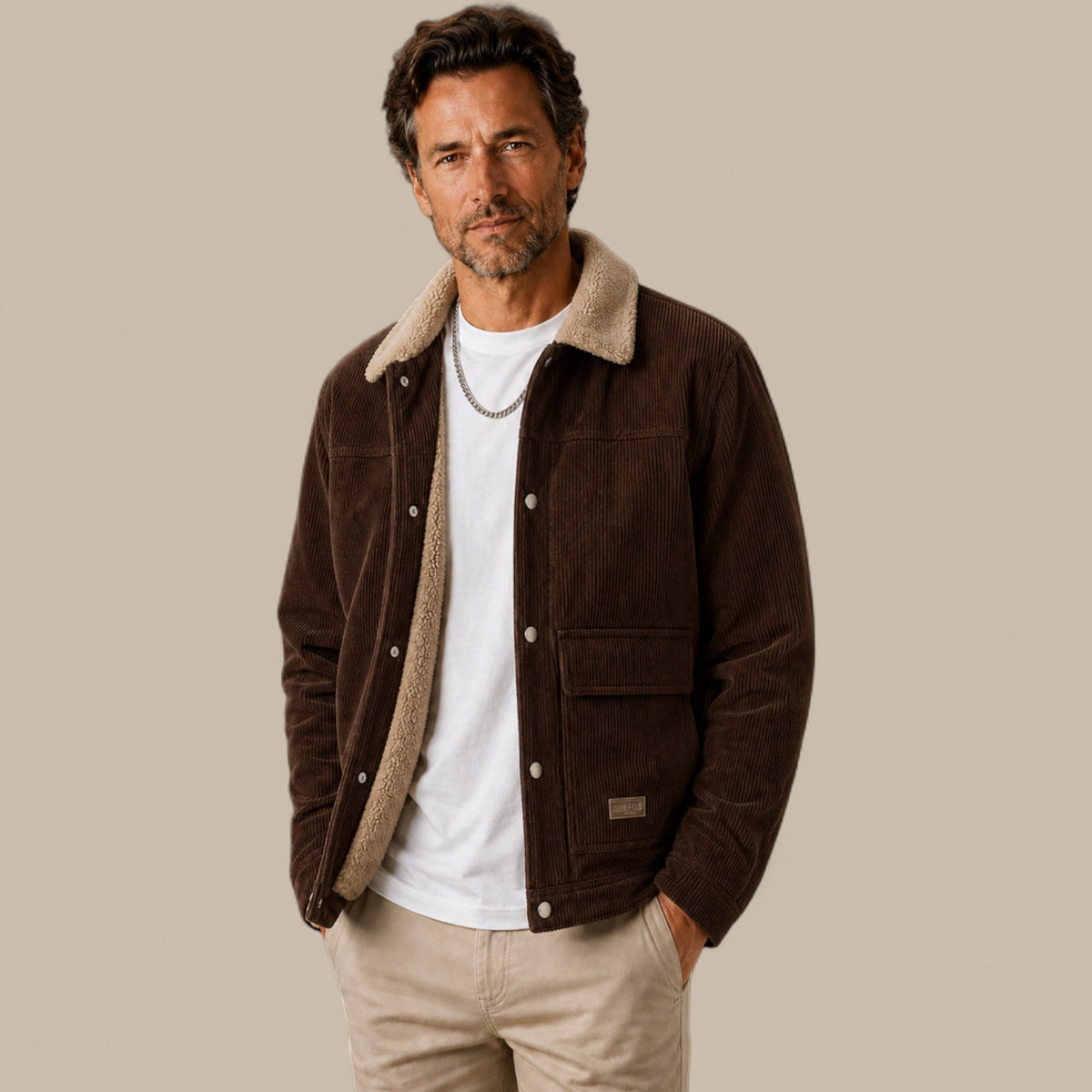 Isaac | Men's Corduroy Sherpa Lined Winter Jacket