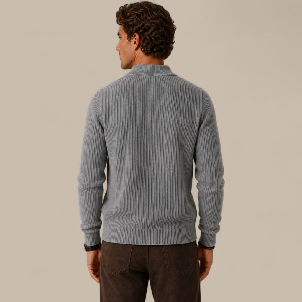 Felix | Men's Full Zip Knit Cardigan Sweater Ribbed Zip-Up Jacket