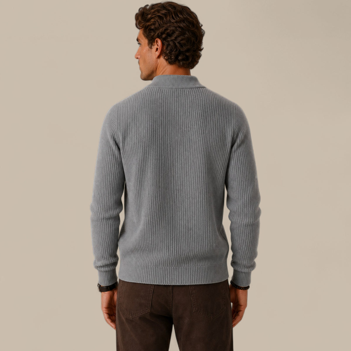 Felix | Men's Full Zip Knit Cardigan Sweater Ribbed Zip-Up Jacket