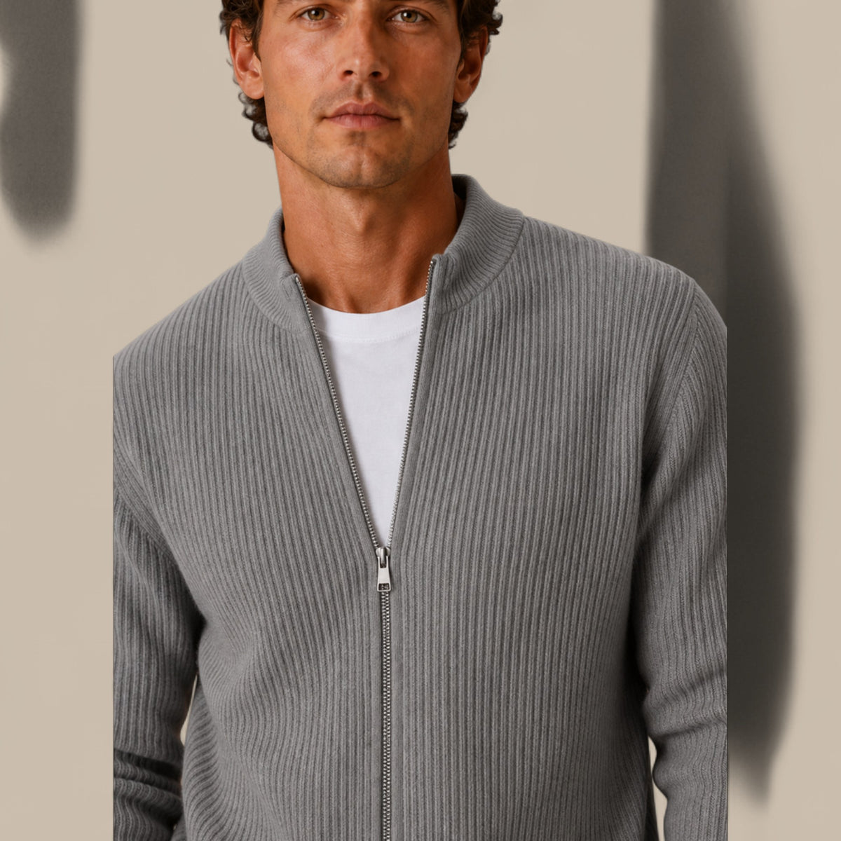 Felix | Men's Full Zip Knit Cardigan Sweater Ribbed Zip-Up Jacket