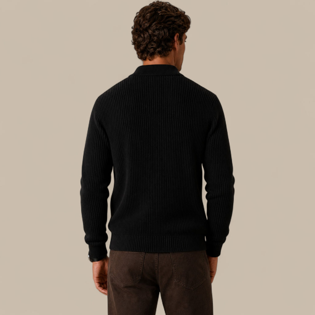 Felix | Men's Full Zip Knit Cardigan Sweater Ribbed Zip-Up Jacket