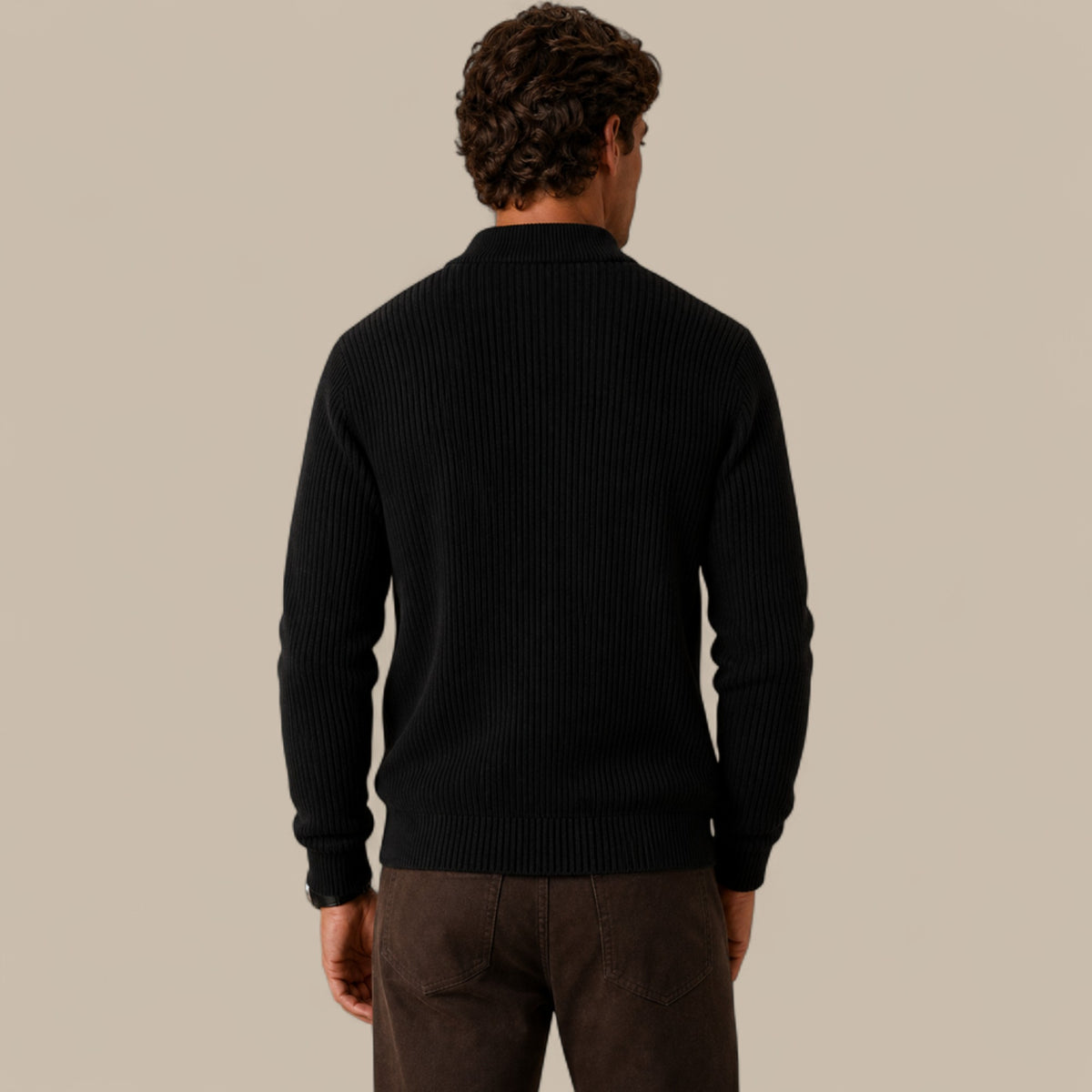 Felix | Men's Full Zip Knit Cardigan Sweater Ribbed Zip-Up Jacket