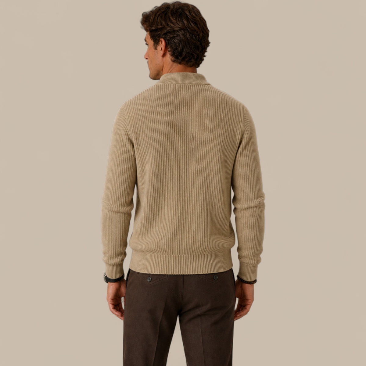 Felix | Men's Full Zip Knit Cardigan Sweater Ribbed Zip-Up Jacket