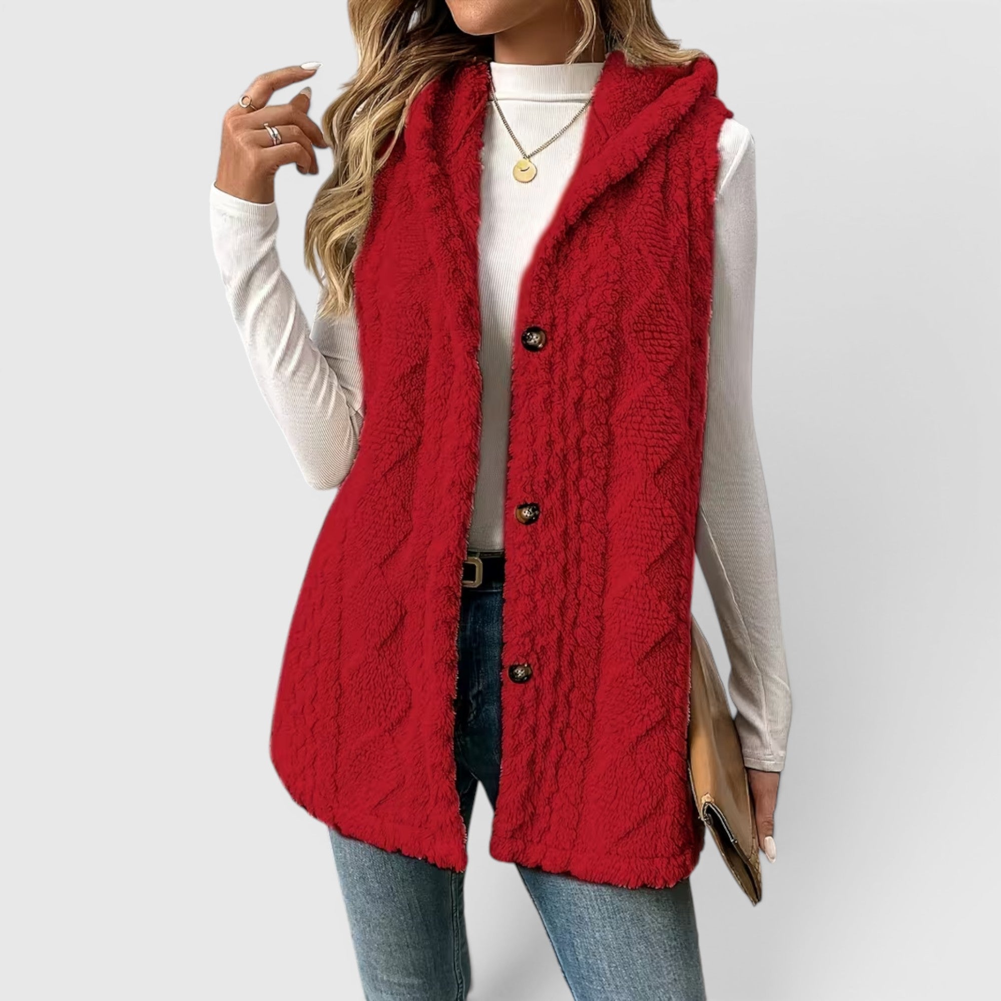 Ellmont London | Women's Warm Vest Button Front Hooded Outerwear