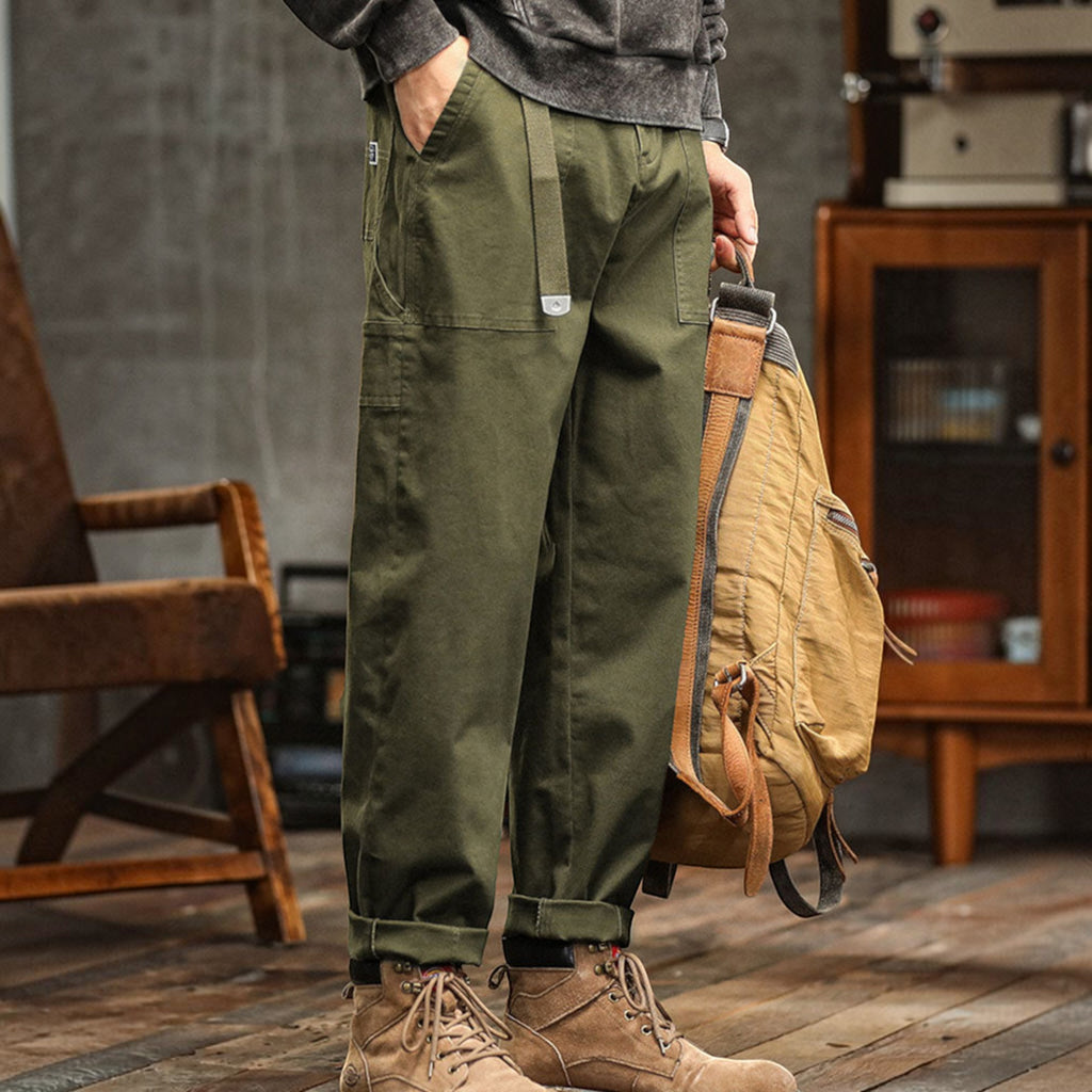 Hugo | Men's Cotton Cargo Pants Multi-Pocket Relaxed Work Casual Pants